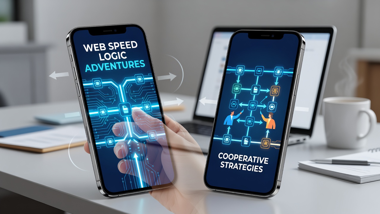 Smartphone screen showing tilt-controlled web game interface with cooperative puzzle elements