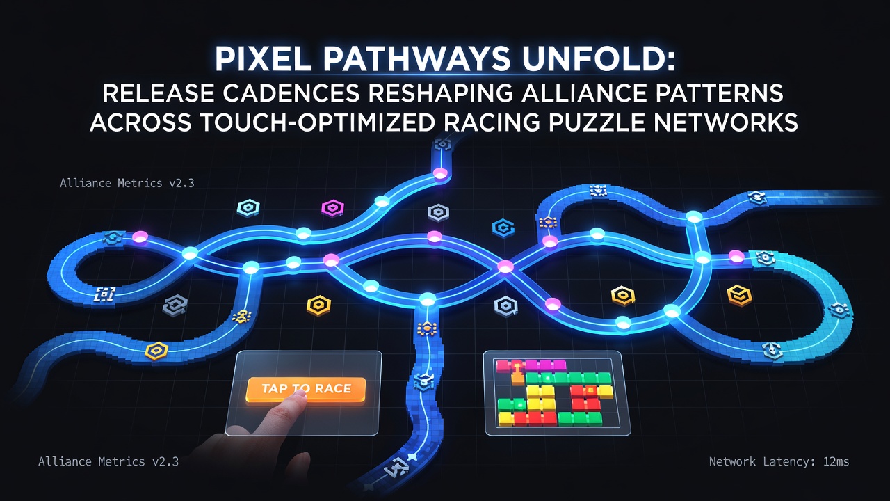 Touch-optimized racing puzzle networks display dynamic alliance formations during scheduled content releases on mobile browser platforms