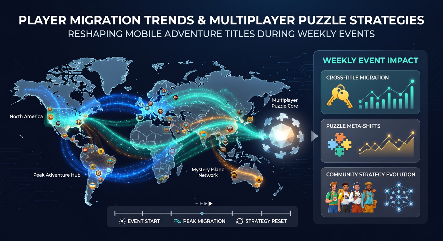 Mobile players collaborating on adventure puzzles during a weekly event