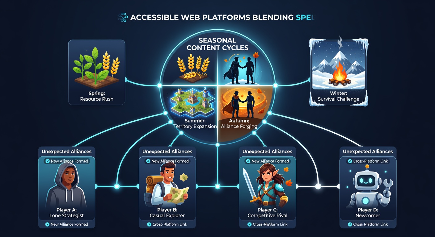 Group of players using browser interfaces to solve combined speed and logic challenges during an exploration-focused seasonal update