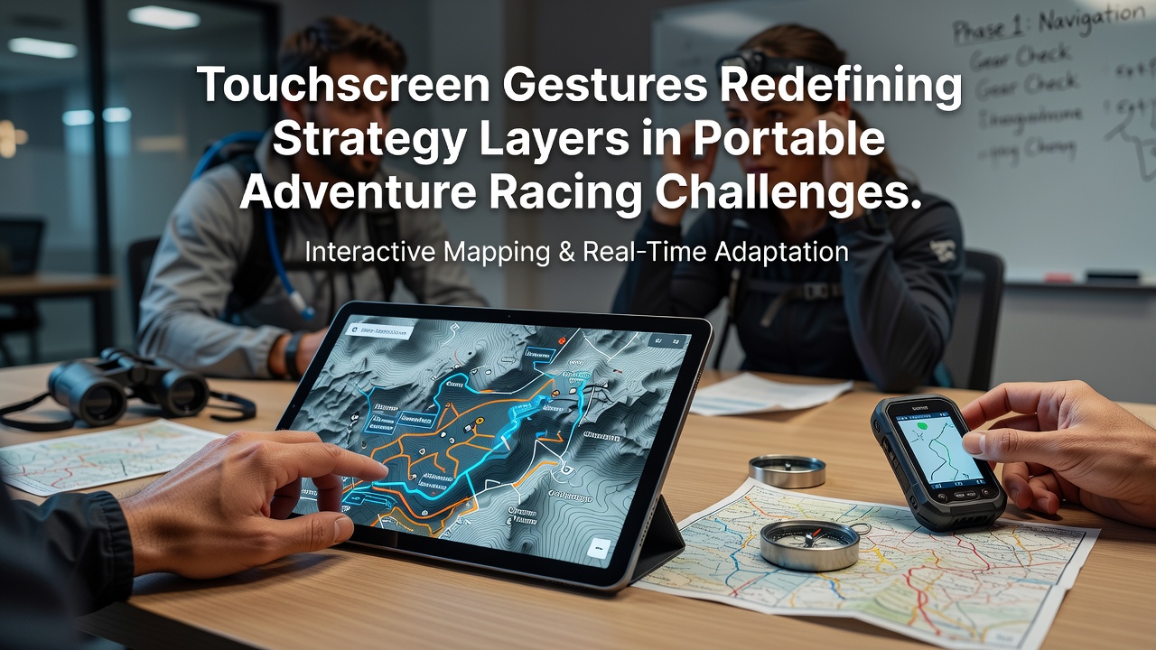 Mobile device displaying adventure racing game with layered gesture controls on a winding track