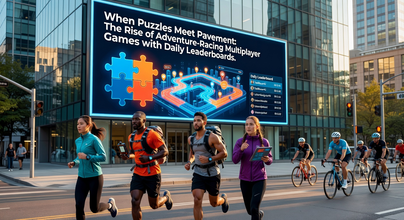 Close-up of a daily leaderboard in an adventure-racing game, showing top players' times, puzzle solves, and adventure bonuses amid intense multiplayer action